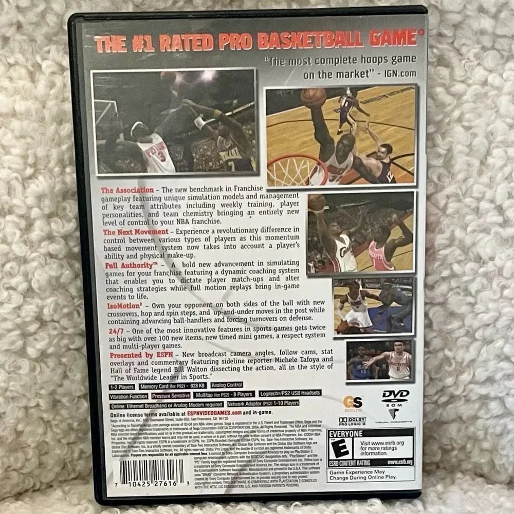 PS2 Sega Sports ESPN NBA 2K5 PlayStation 2 Video Game